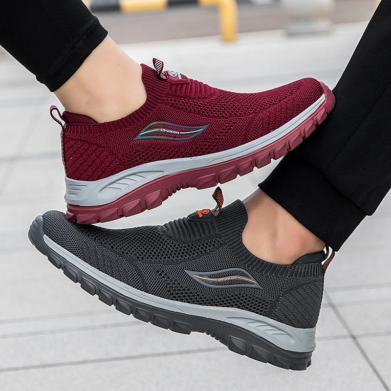 足力老人健步鞋新款四季可穿懒人鞋透气网布鞋爸妈鞋运动休闲鞋