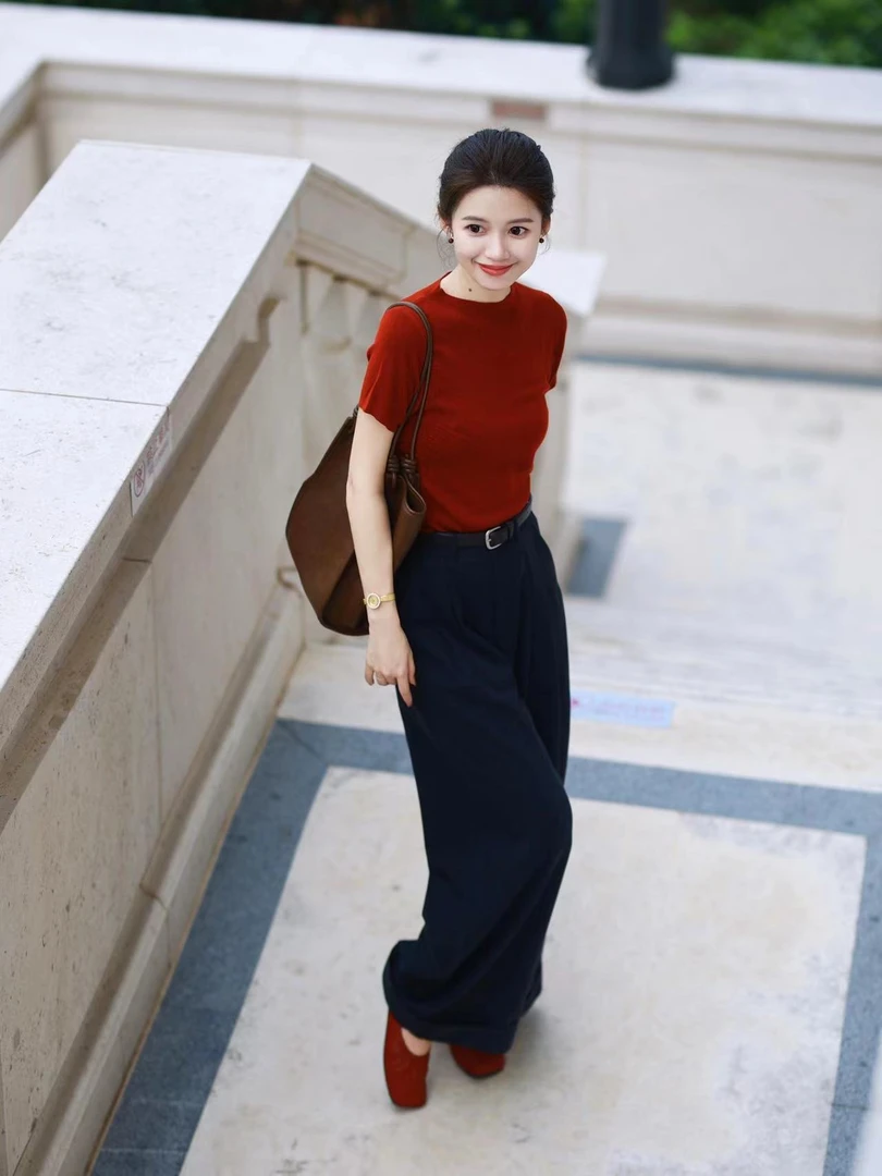 2024新款秋冬季休闲简约上衣搭配休闲裤西裤裤子显瘦百搭时尚减龄