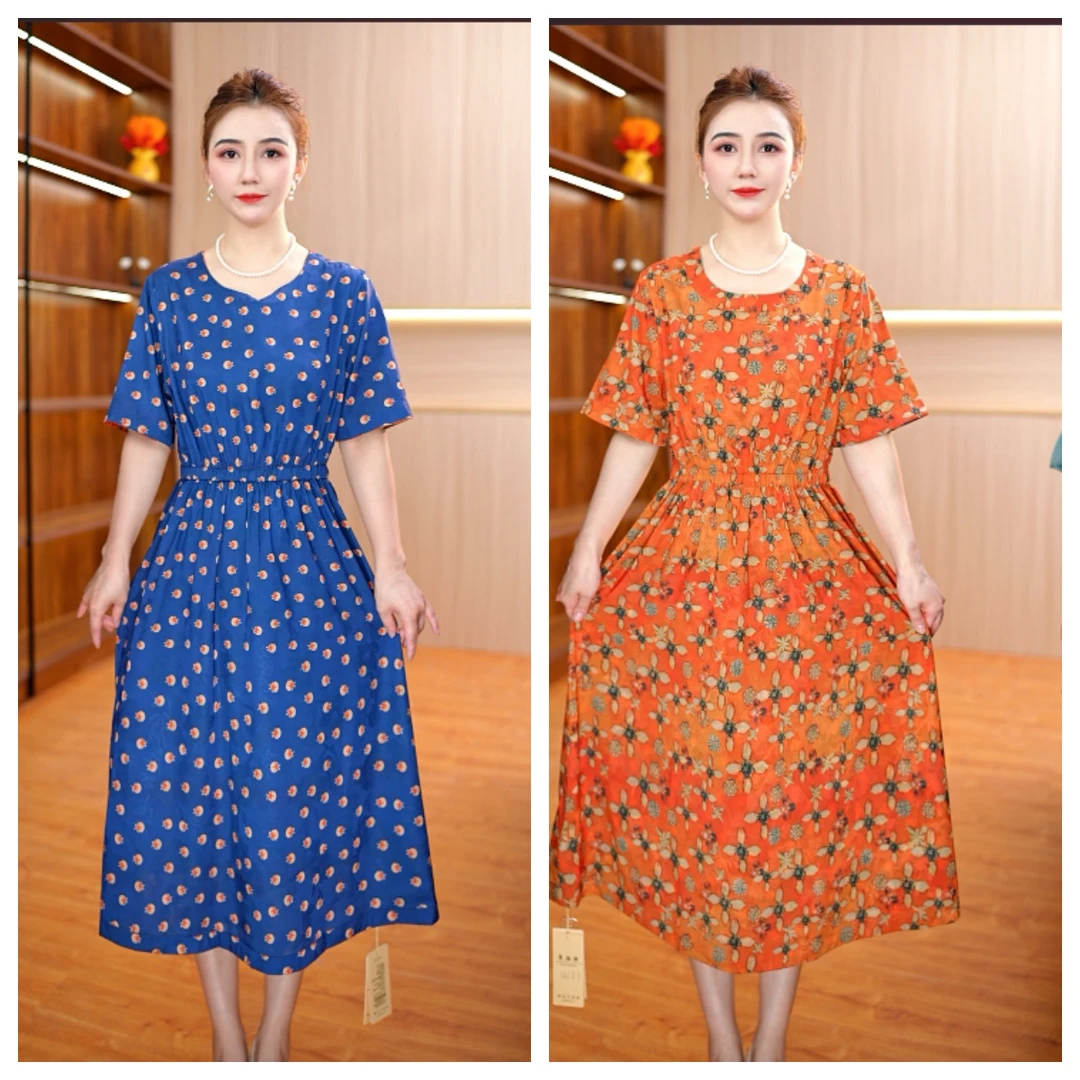 Y-8261-18单层双面双穿时尚印花连衣裙