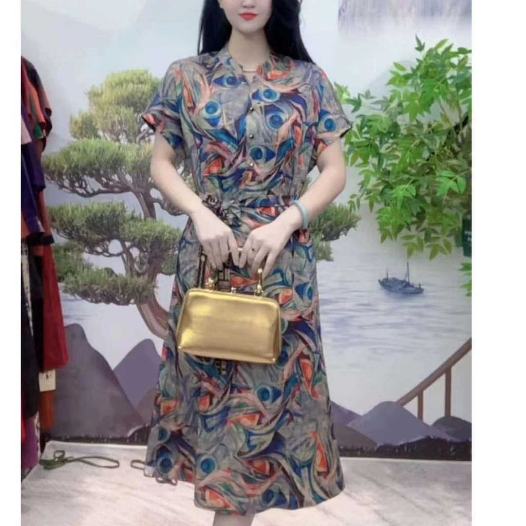 8659-18新款舒适时尚印花双面穿连衣裙