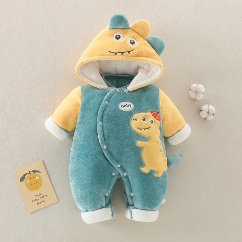 新生婴儿衣服秋冬季装连体衣宝宝加厚哈衣棉衣外出服加绒外套抱衣