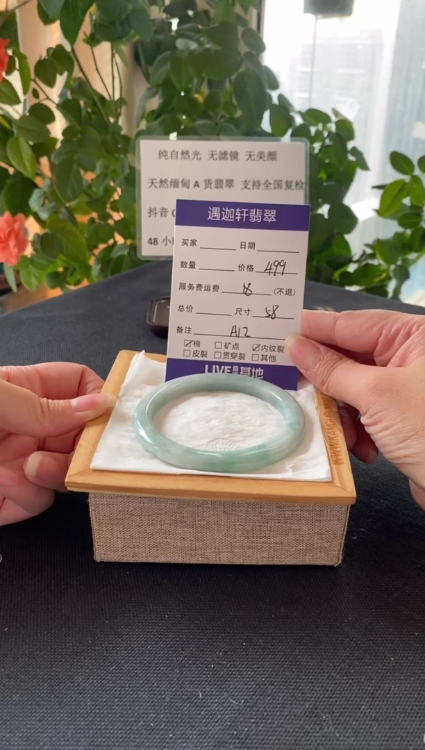 【闪购商品】翡翠手镯未镶嵌59圈口 A12编码