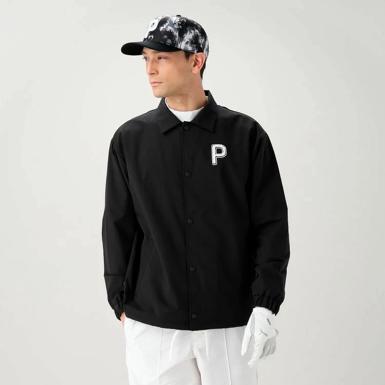 PUMA/彪马男款黑色高尔夫户外舒适运动百搭风翻领衣外套 630311