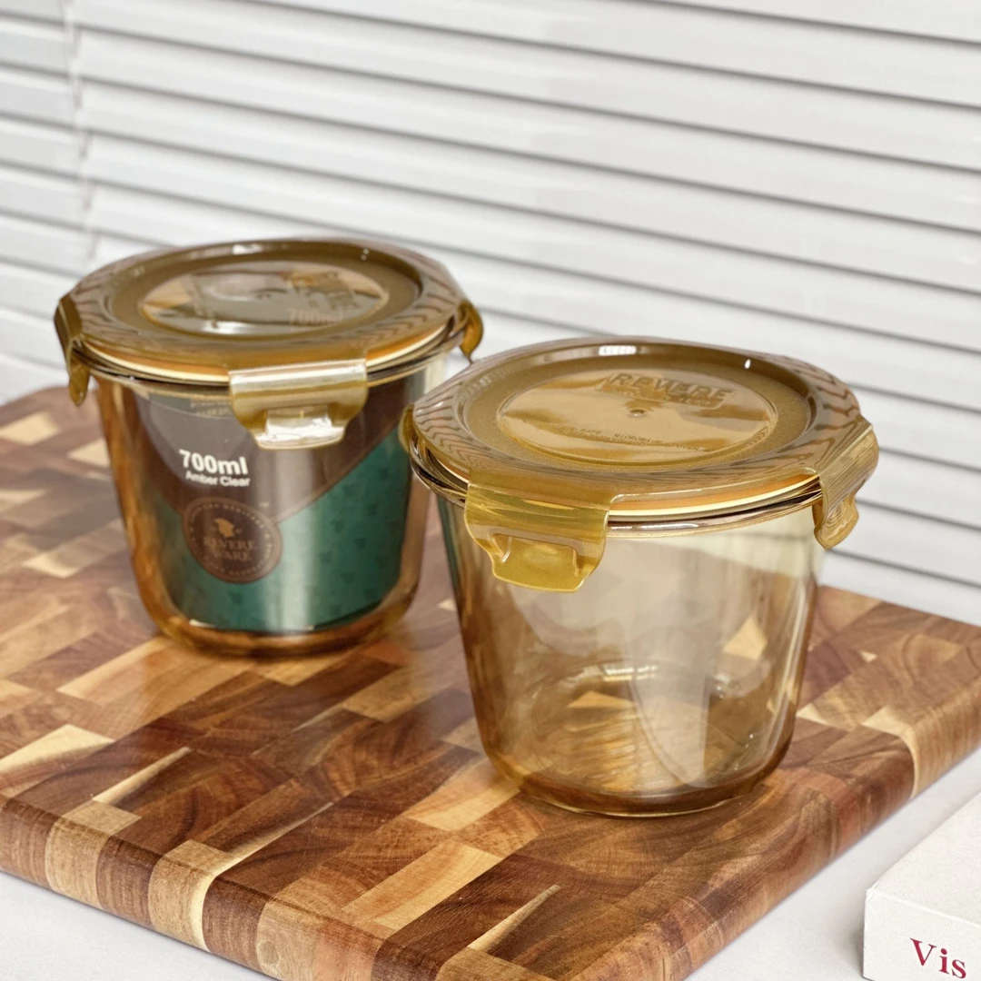 热卖美国revere品牌热卖耐高温保鲜桶700毫升两个装琥珀色保鲜桶