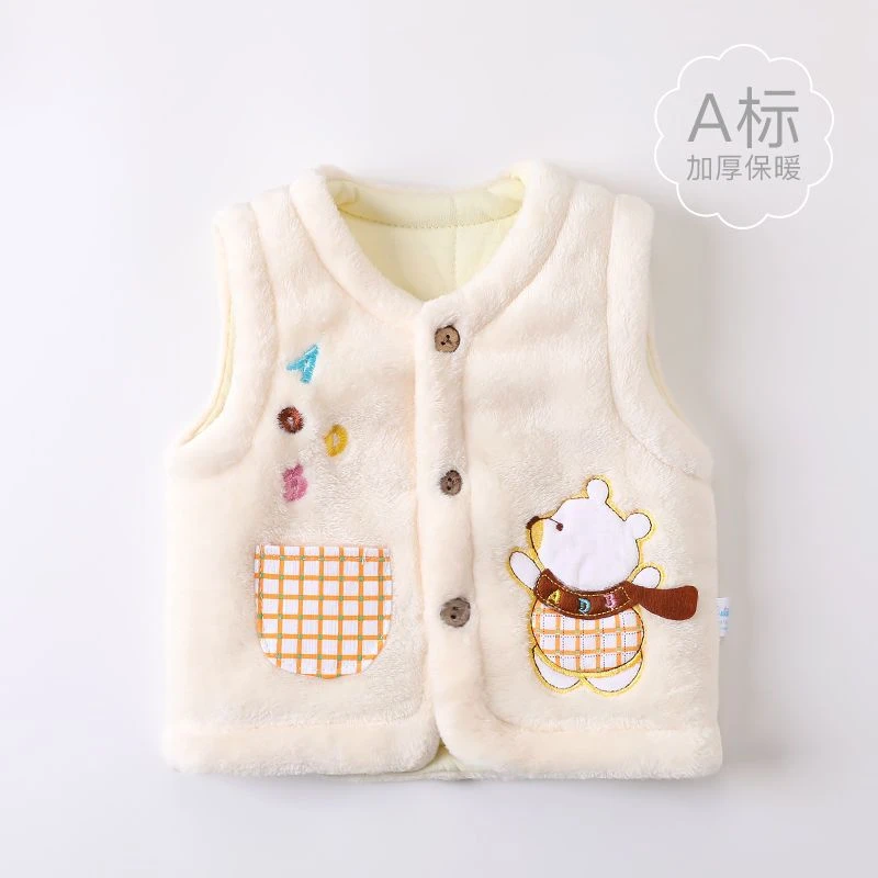 婴儿马甲春秋加厚加绒新生儿保暖坎肩外穿马夹宝宝背心马甲秋冬SS