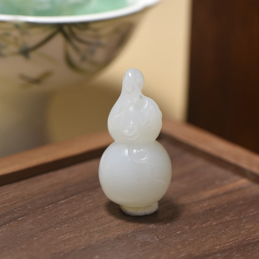 【苏工陸记】精品和田玉白玉苏工葫芦 福禄吊坠挂件