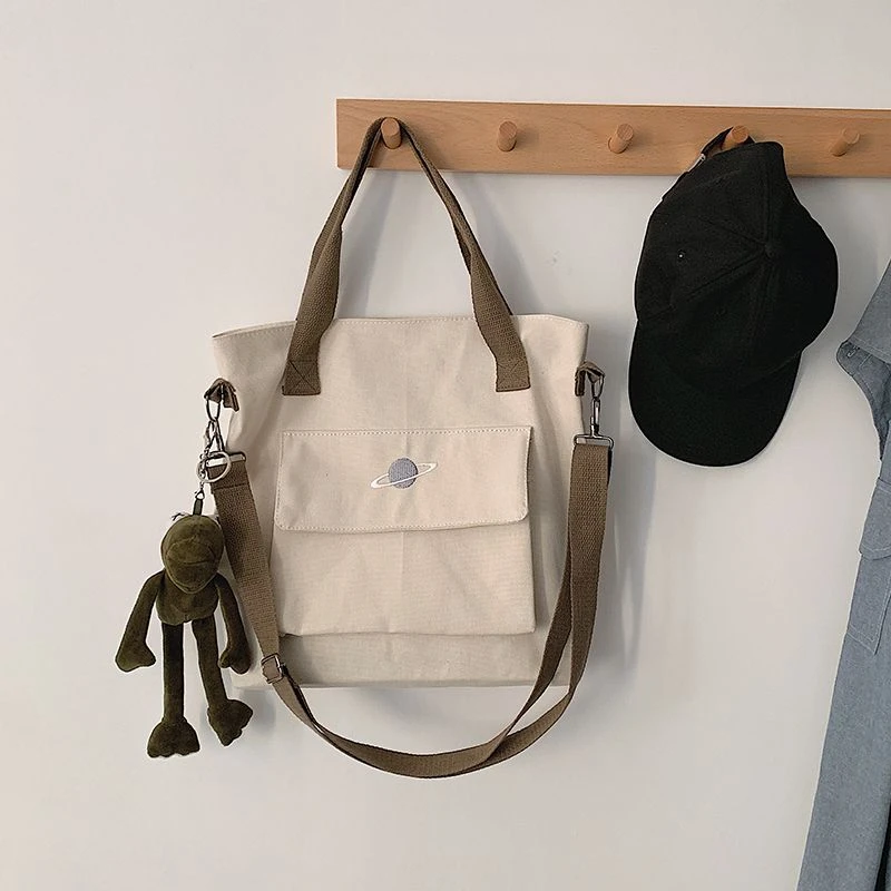 包包女日系新款星球单肩包韩版ins帆布包女学生百搭斜挎包手提袋