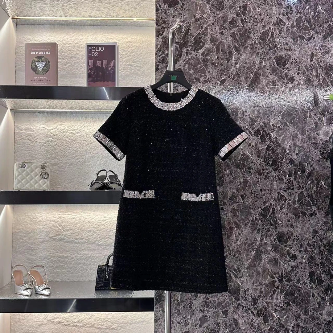 【CENFUN】 *连衣裙亮片小香风气质黑色E02113