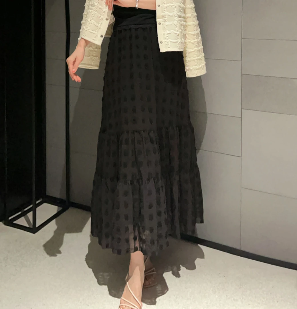 GIRDEAR/哥弟夏季新款高腰气质半身裙松紧腰显瘦半身裙1200355