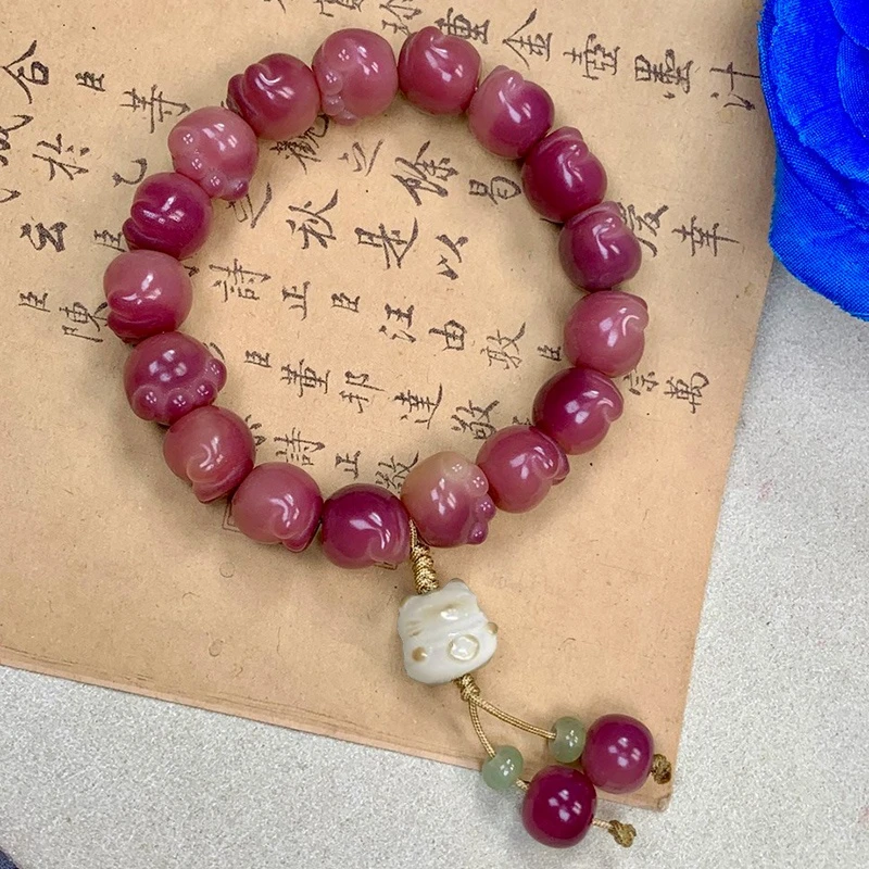 猫爪精品菩提根手串原生态乌梅子酱女款绕指柔新中式文玩学生盘玩