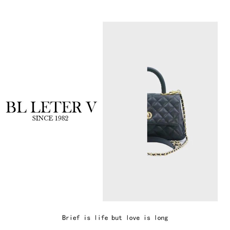 BL LETER V【黑红手柄】小众时尚百搭单肩菱格手提包