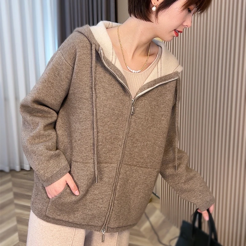 L*P款 一件过冬！高货加密空气层羊毛帽衫 双拉链拼色外套