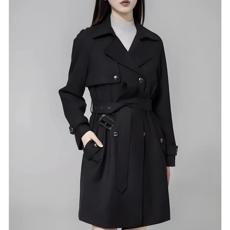 GIRDEAR/哥弟冬季新款显瘦气质双排扣绵羊毛中长款风衣1400666