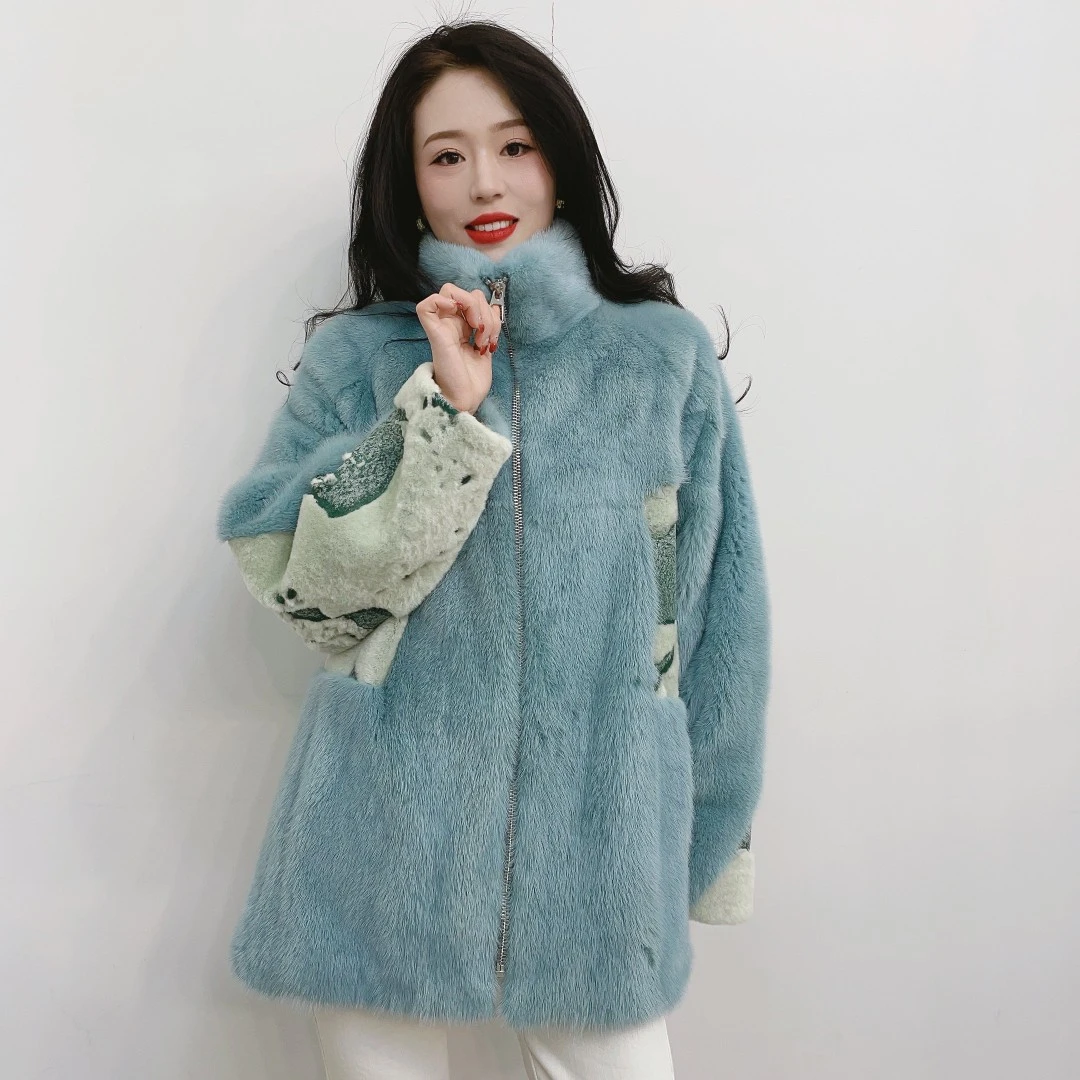 【左娜皮草】 XLD831设计师短款圆领水貂外套冬季
