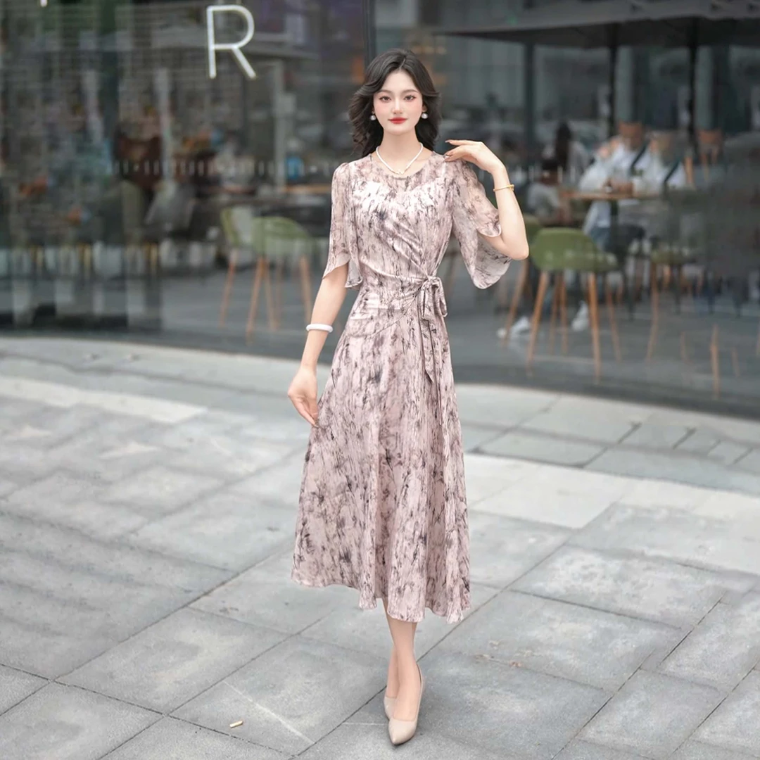 【AM】新款气质洋气时尚休闲减龄显瘦收腰女装连衣裙夏季穿搭B45-7