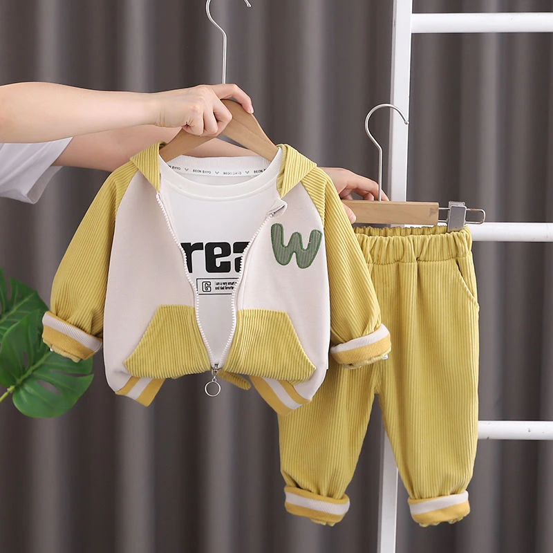 男童春秋季洋气套装2024新款三件套婴儿童休闲秋装小童宝宝衣服潮