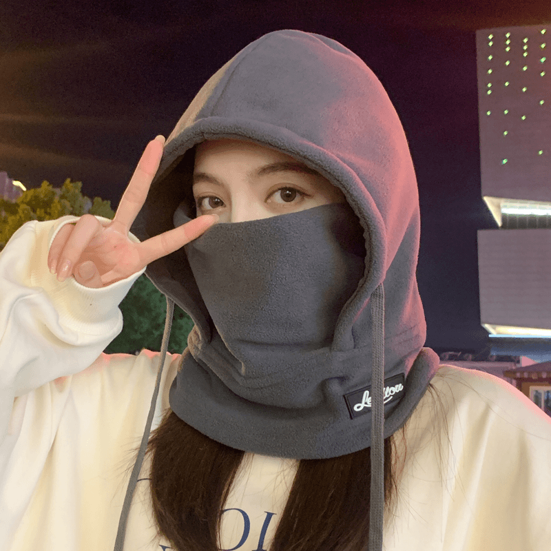 帽子女冬季围脖一体套头帽电动车秋冬天骑车保暖神器防风2023新款