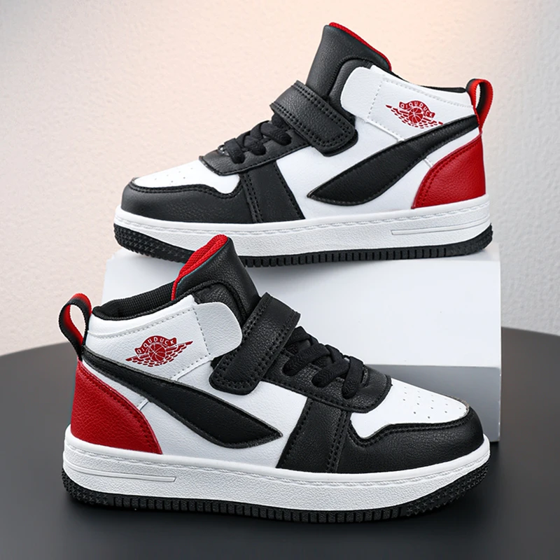 品牌断码童鞋男童新款秋冬季皮面防水儿童板鞋高帮中大童男孩运