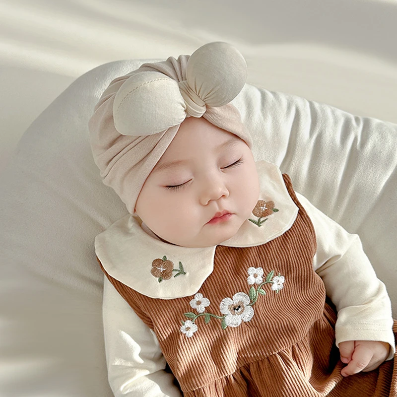 新生婴儿男女宝宝春秋薄款柔软纯棉保暖套头胎帽可爱棉布印度帽萌