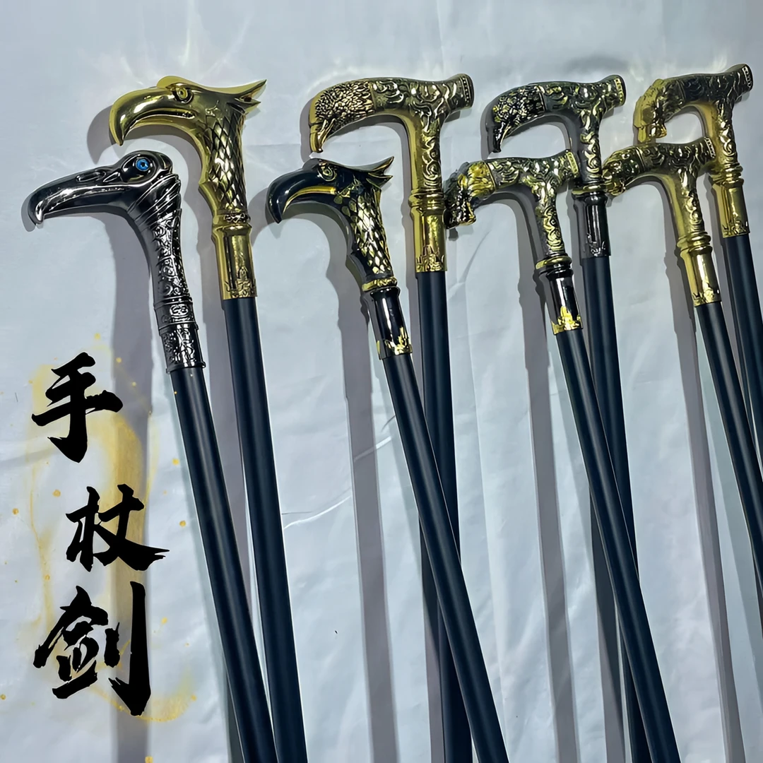 登山手杖剑全金属实心头防身拐杖装饰权杖防滑拐杖未开刃户外装备