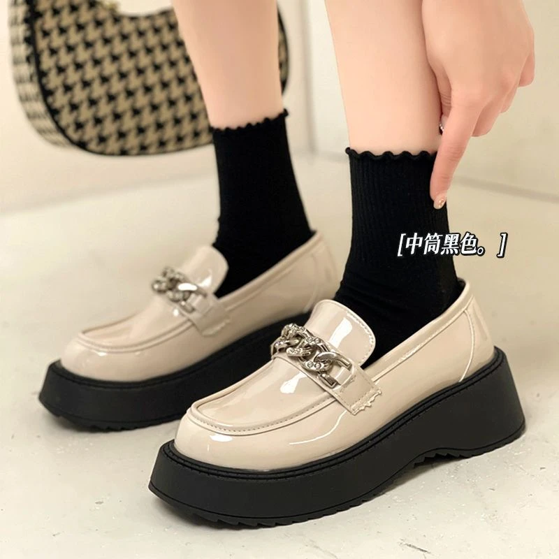 黑色木耳边袜子春夏薄款中筒袜女白色花边堆堆袜ins潮日系jk长袜