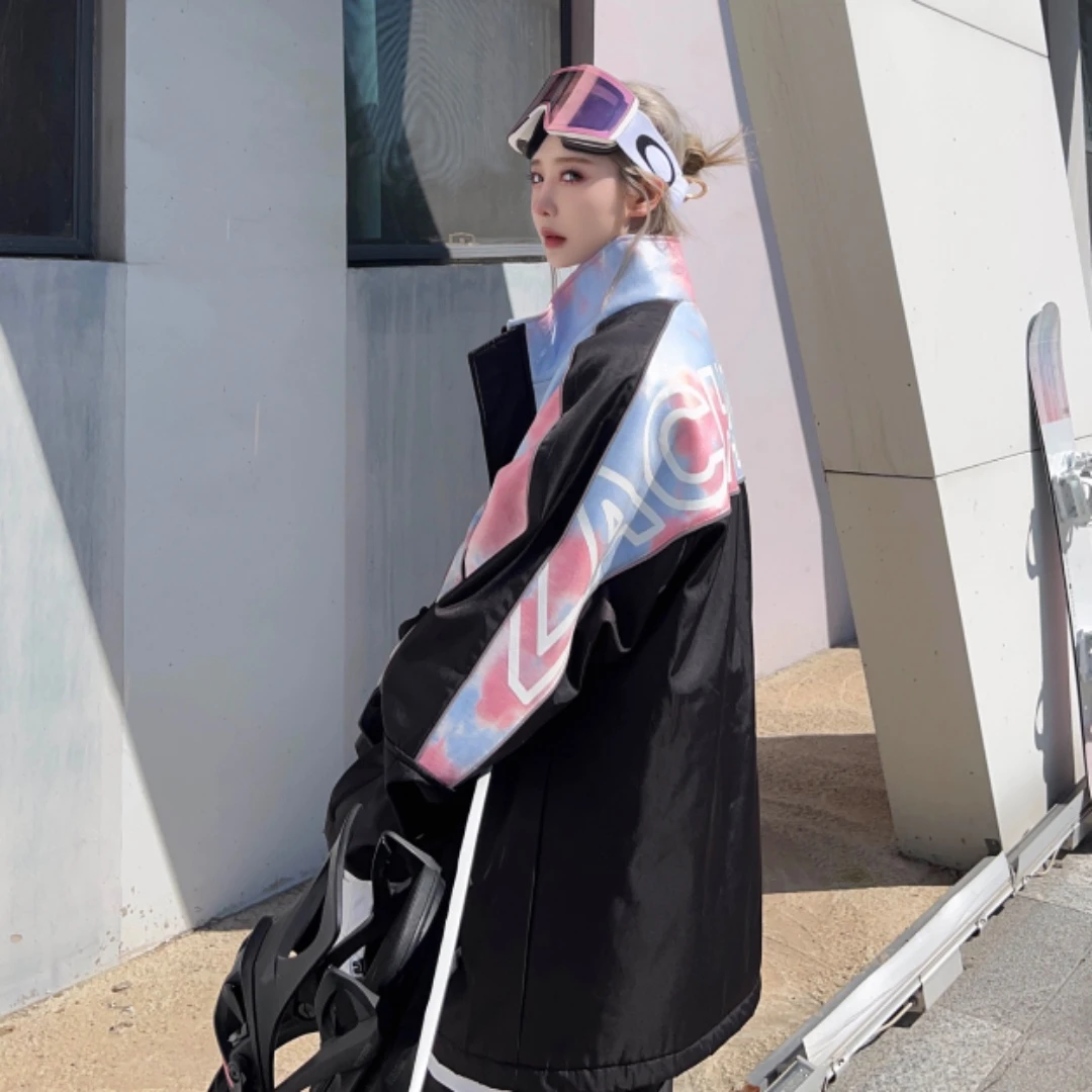 ZACHARIAH【黑粉扎染】反光拼色滑雪服套装防风防水保暖滑雪裤冬女