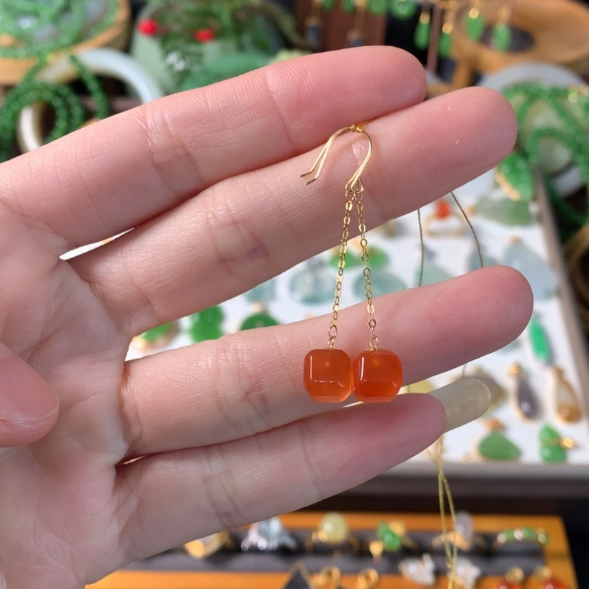 【闪购商品】南红玛瑙耳钩18K金镶嵌f****人SL0002