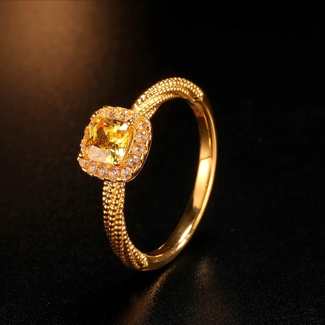 【合成/培育】【合成/培育】18K金黄方糖戒指  有钢印 时尚百搭