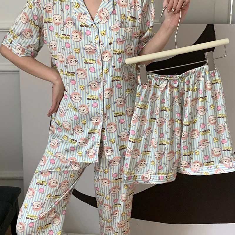 艾唯绅网红风不二家睡衣女夏季冰丝短袖短裤薄款凉感少女家居服