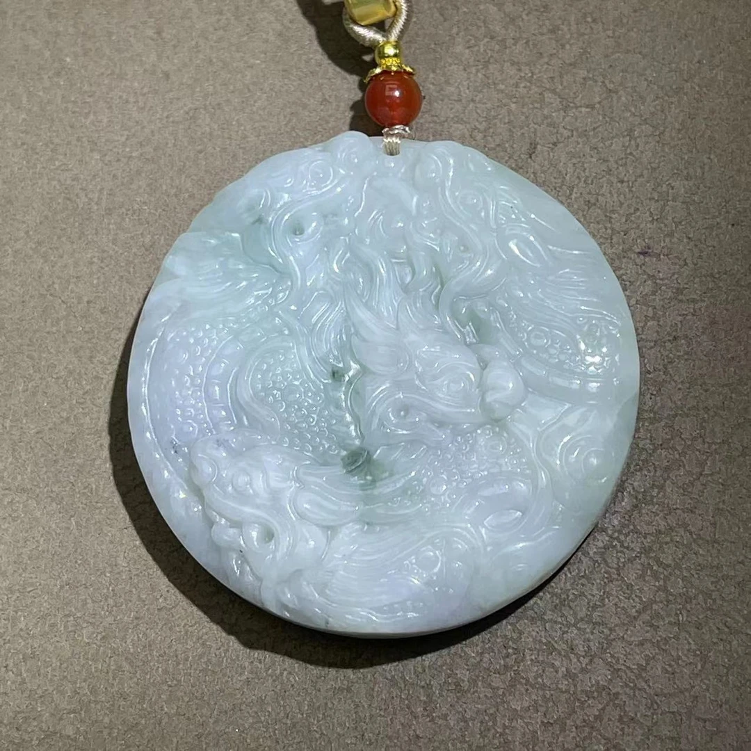 翡翠A货 九龙护主 时尚 雕刻 双面雕刻 多样性发货 情侣款 镯子芯