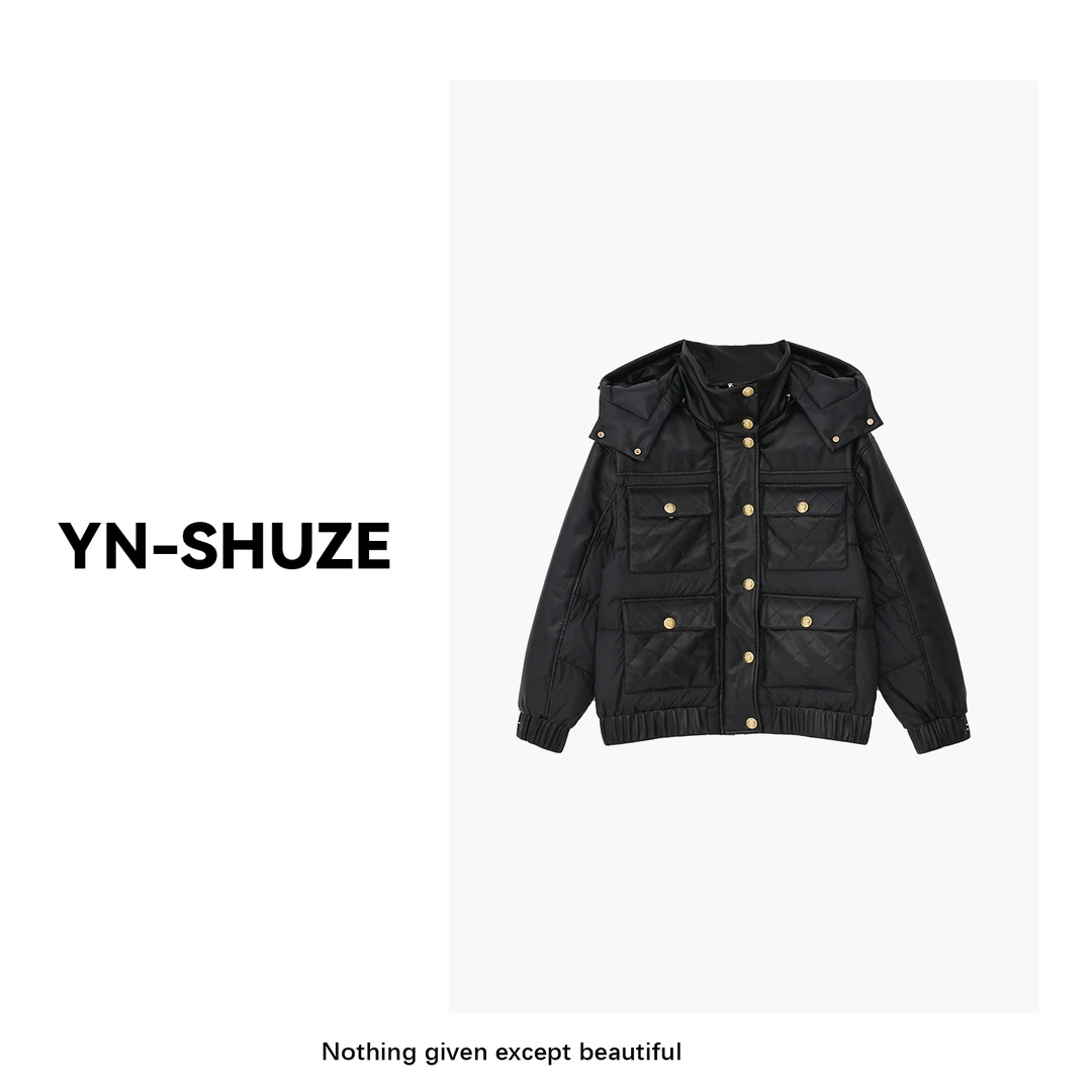 YN-SHUZE‘轻暖感’设计款多口袋小香皮羽绒外套SZ-YNC-239123