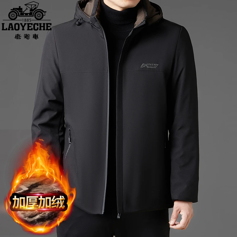 老爷车男装冬季棉衣加绒加厚中年爸爸装外套男士保暖冬装夹克199
