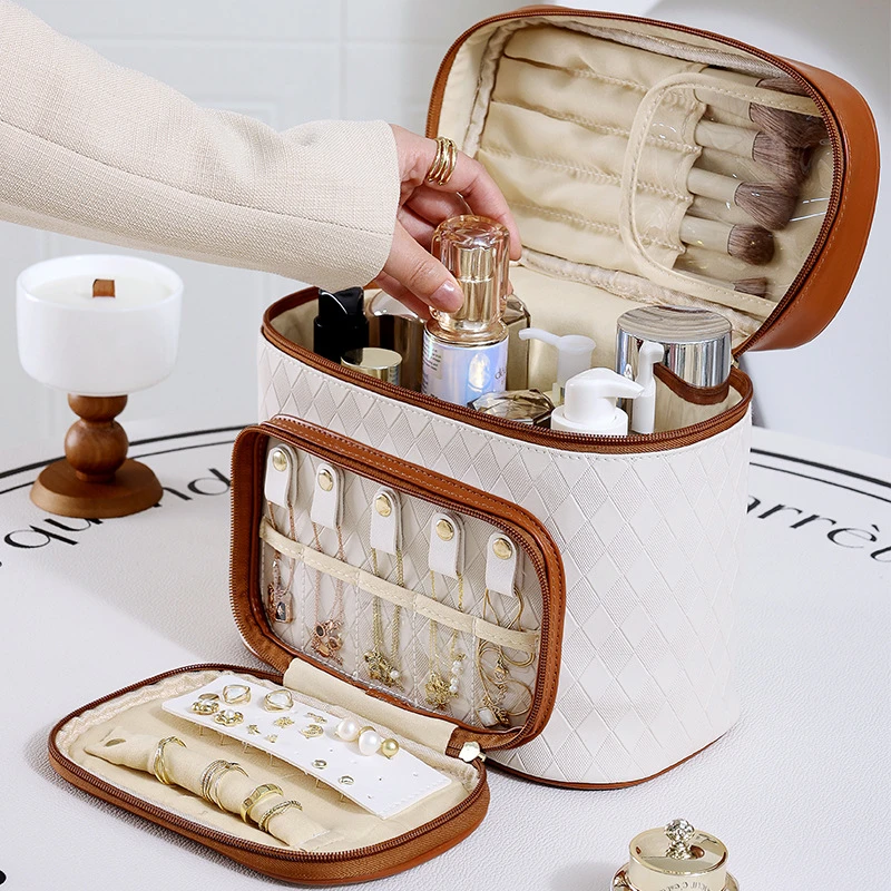 轻奢大容量化妆包女化妆品首饰收纳箱旅行便携洗漱收纳袋多功能包
