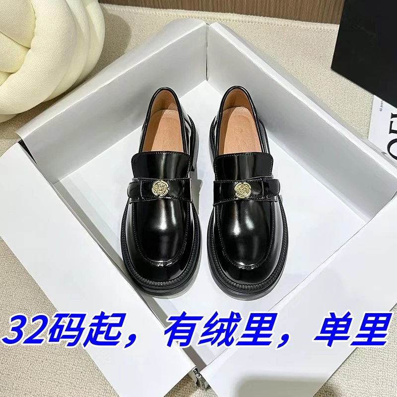 厚底乐福鞋女秋冬2025新款女鞋英伦风小皮鞋女春秋单鞋高跟34码