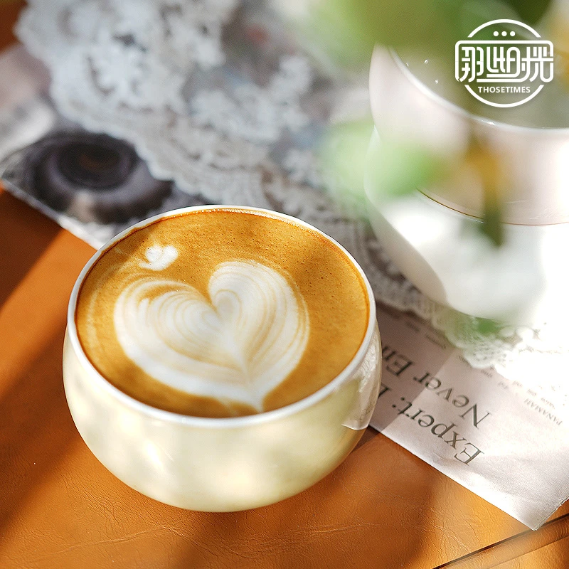 蛋杯咖啡杯日式陶瓷杯糖果色蛋形拉花杯拿铁杯手握杯精致咖啡杯子