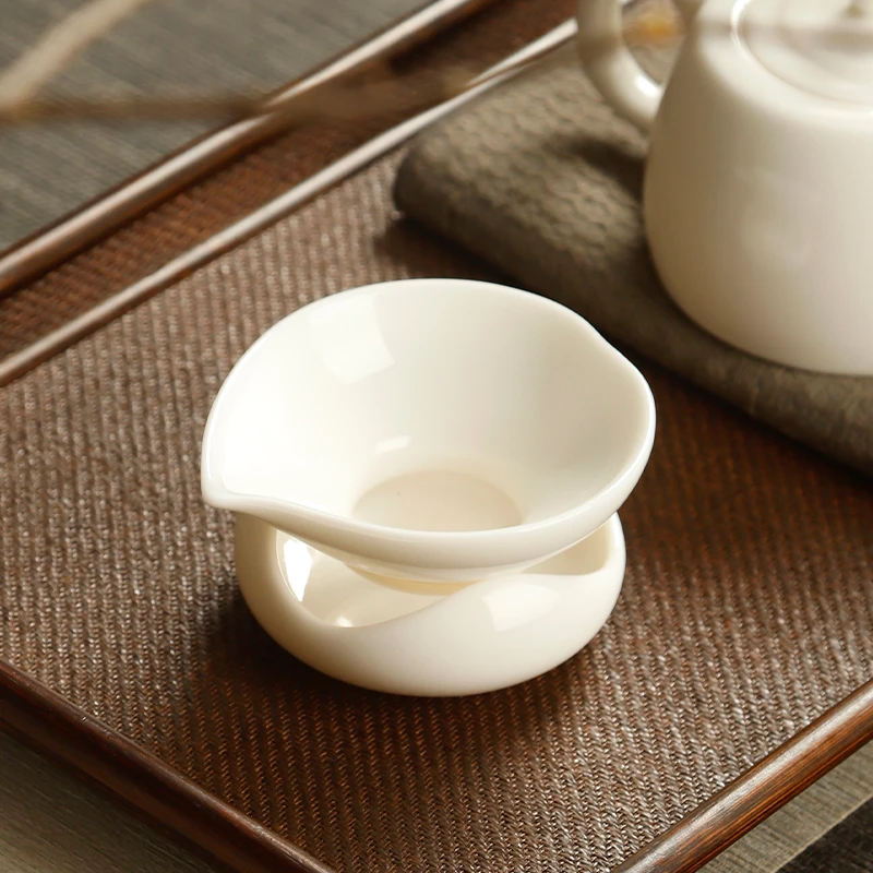 羊脂玉白瓷茶漏茶滤茶叶泡茶过滤网器茶虑茶隔滤茶器功夫茶具配件