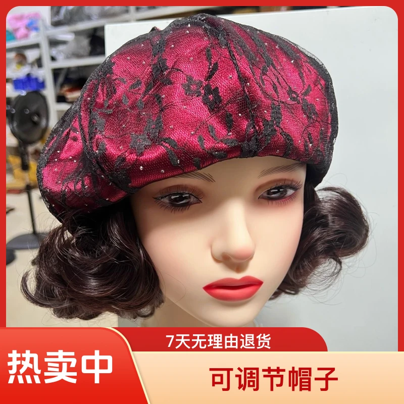 新款帽子假发一体贝雷帽四季可戴时尚蓓蕾帽逼真自然短卷发假发套