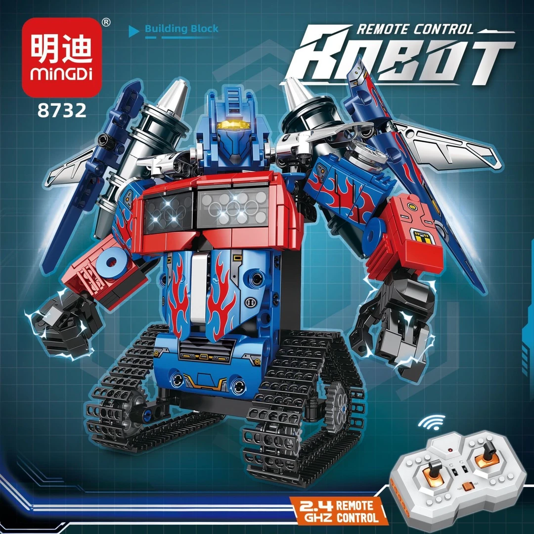 机器人瓦力模型新款积木机甲拼装益智网红玩具变形遥控履带式礼物