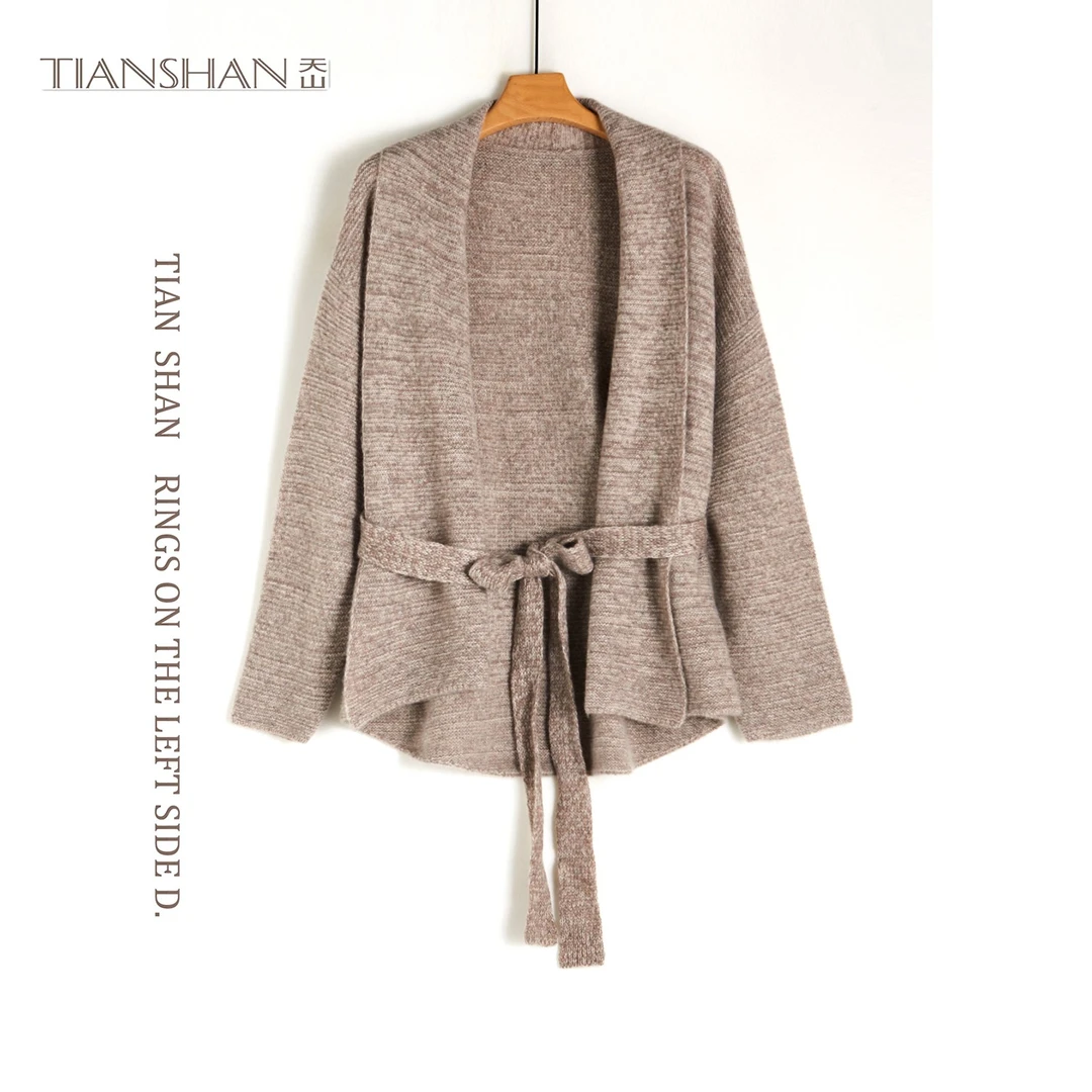 天山【100山羊绒】女士针织新款时尚百搭气质披肩外套- YKNL3675T