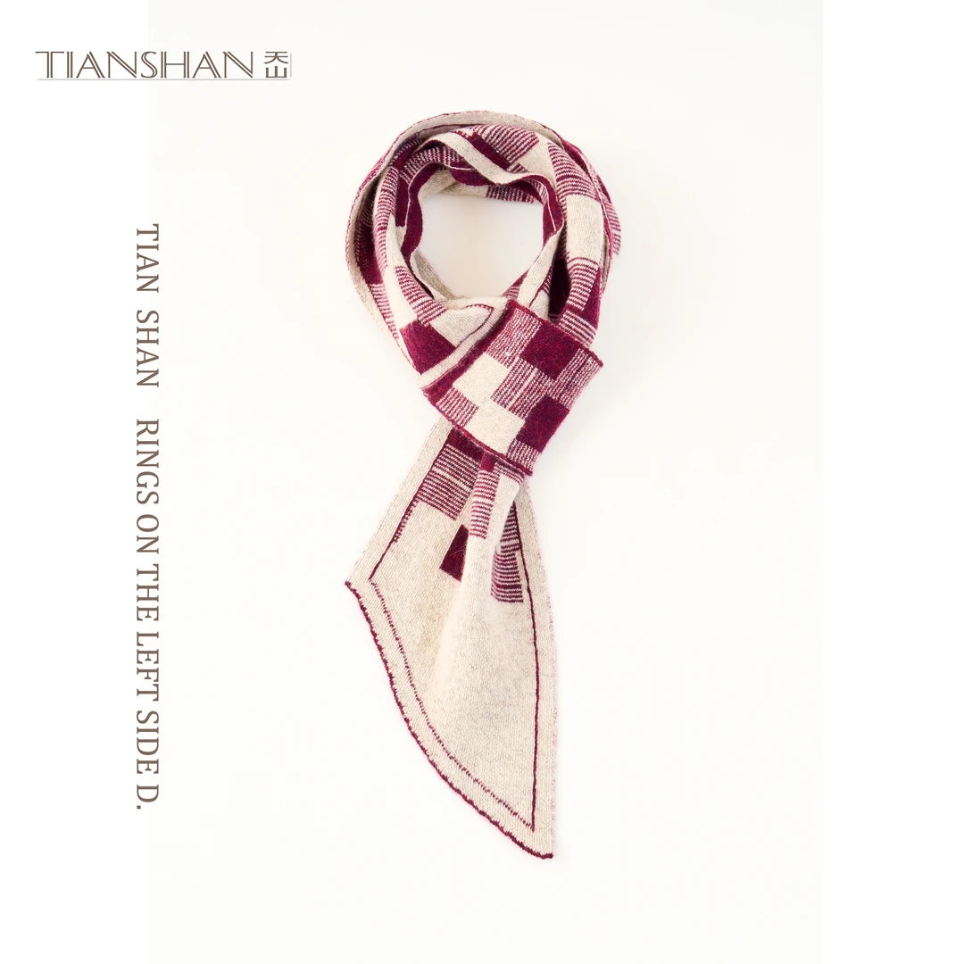 天山品牌设计师款百搭围脖气质高级纯羊绒针织保暖围巾-YWNL5361T