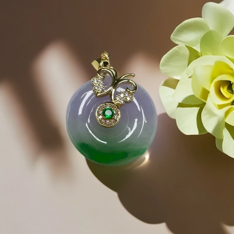 翡翠春彩平安扣吊坠（多样发其一）A56