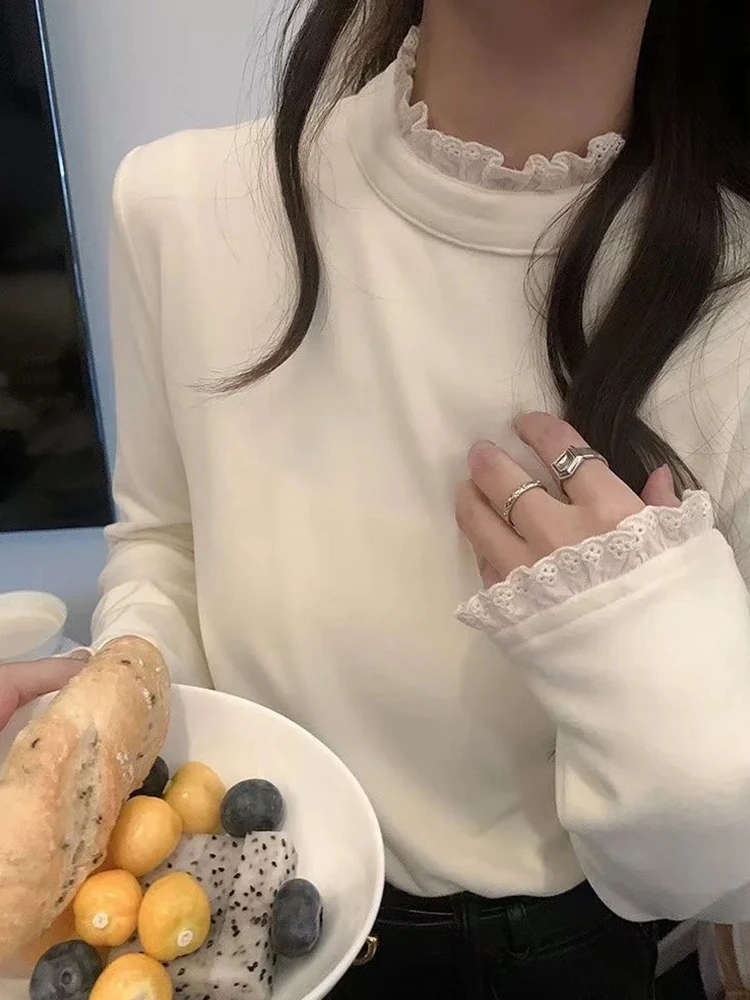 半高领双面德绒打底衫女2026秋冬新款纯色内搭简约修身长袖上衣女
