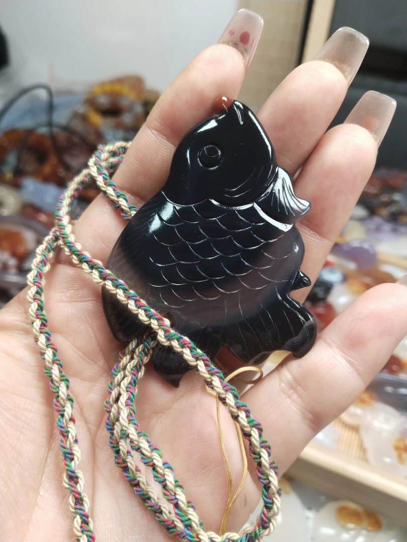 天然玛瑙 鱼毛衣链