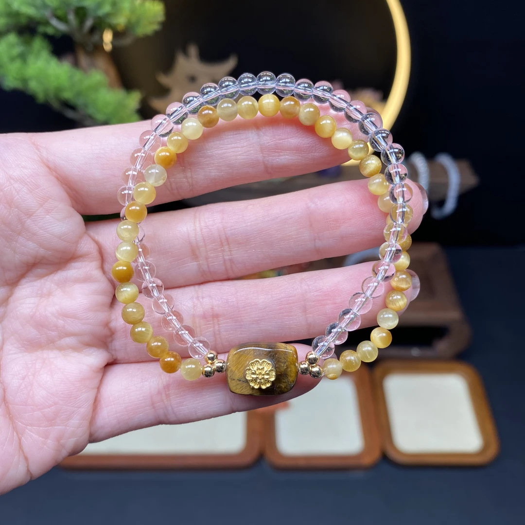 【汪财虎眼4m+手串】A444搭配大块虎睛石双链手串时尚精美