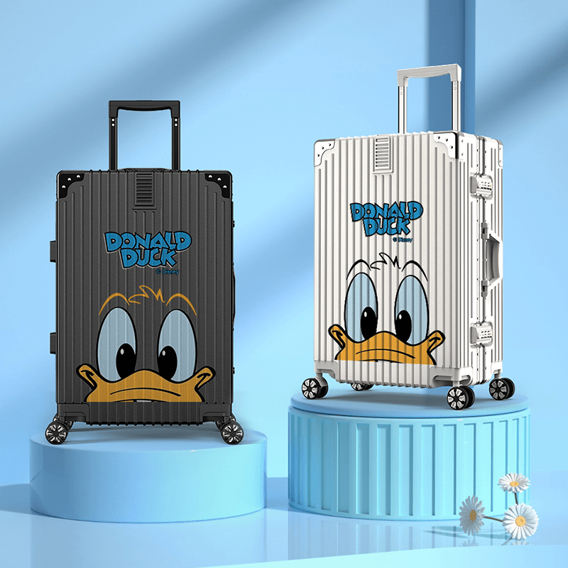 旅晨新款涂鸦唐老鸭行李箱学生高颜值铝框密码拉杆旅行箱男大容量