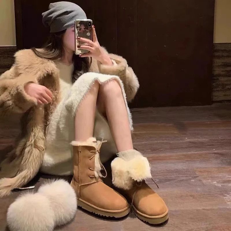 SENREVE秋冬雪地靴女款时尚百搭厚底加厚加绒冬季保暖自由女神