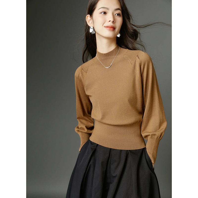 晚白春新款流行通勤优雅纯色高级感慵懒风毛衣女24062410