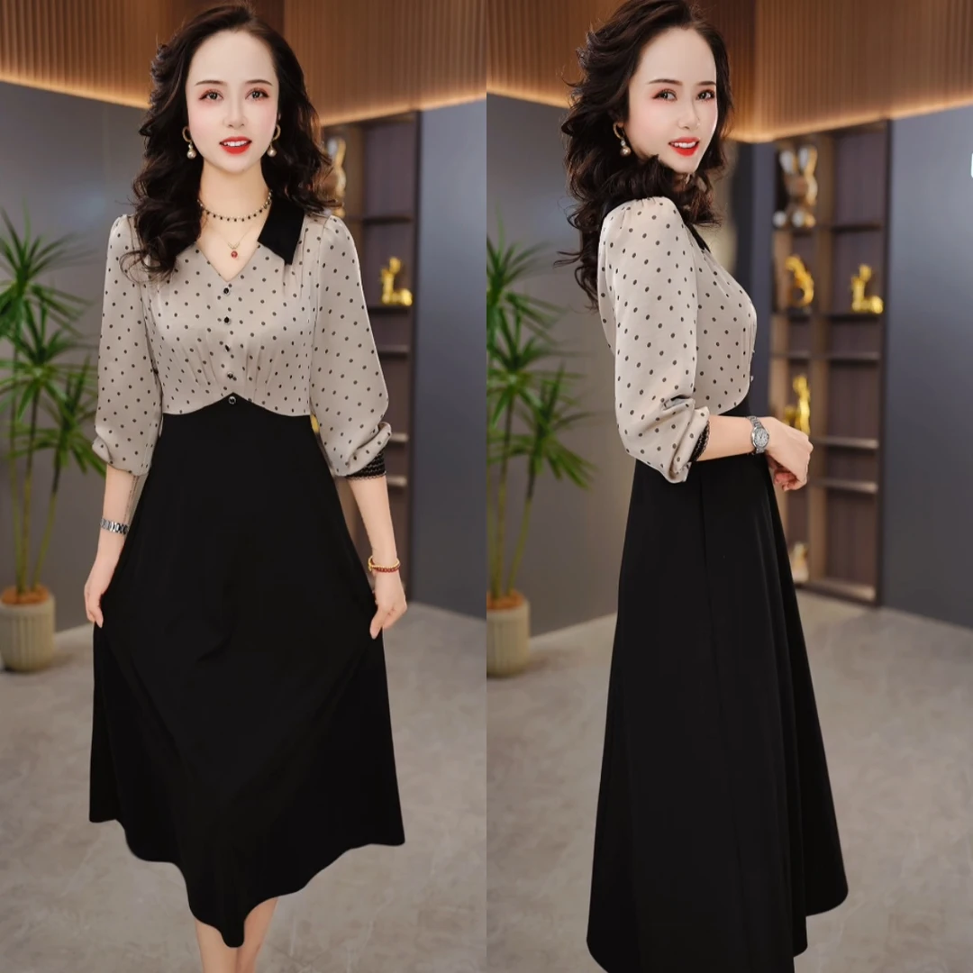 【QM直播专享】2024秋季新款时尚气质减龄显瘦洋气百搭连衣裙M-4XL