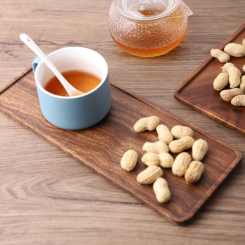 实木整板茶果盘 创意长木托盘  点心盘 胡桃木茶杯托 长方形盘