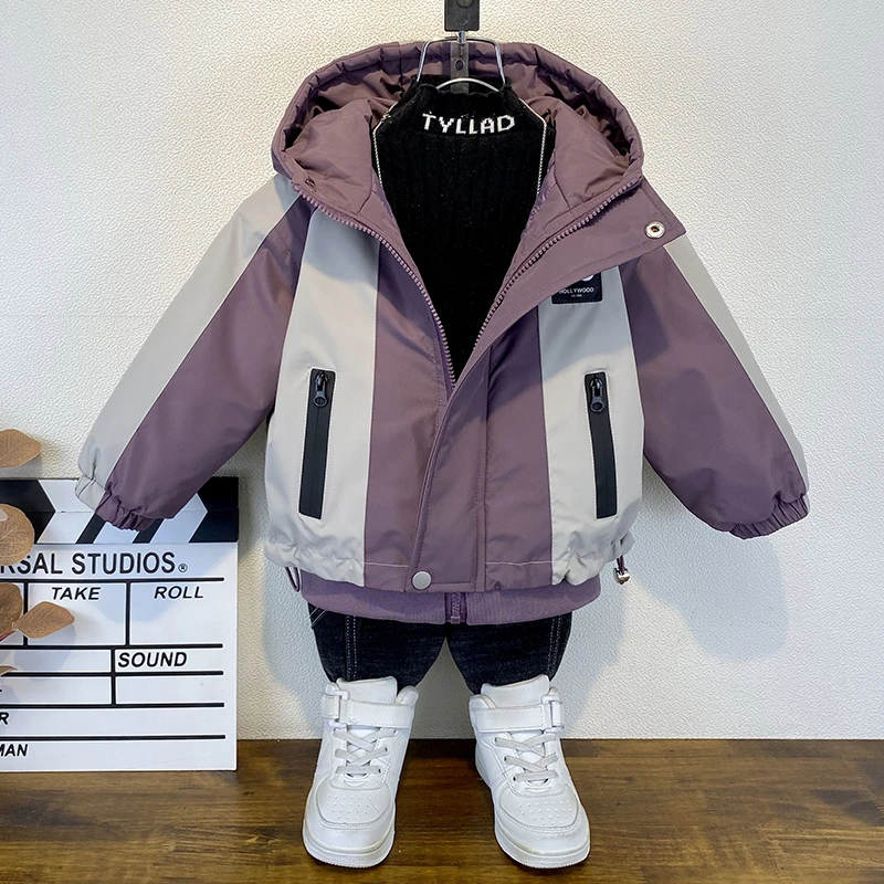 男童加厚派克服秋冬外套2023新款洋气儿童深秋棉衣痞帅宝宝二棉服